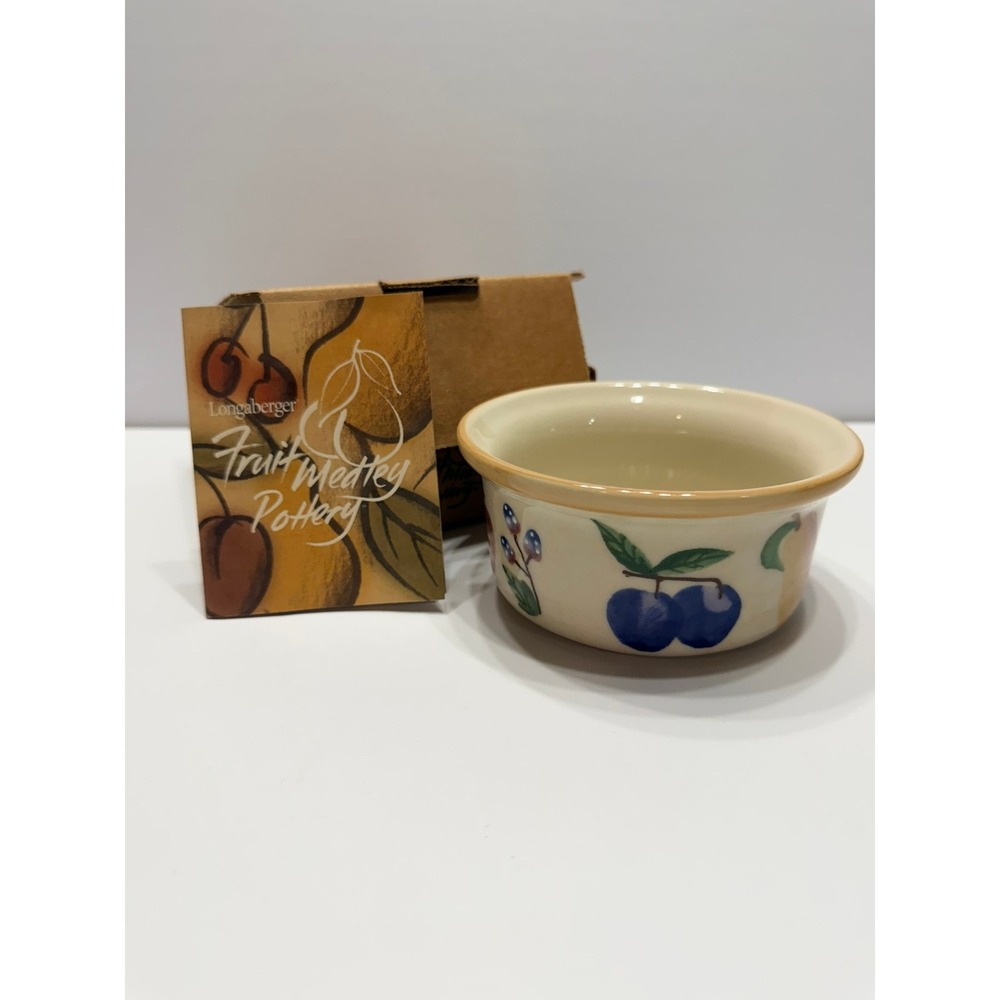 Longaberger Fruit Medley Pottery Ramekin Bowl 38521 Made in USA New in Box
